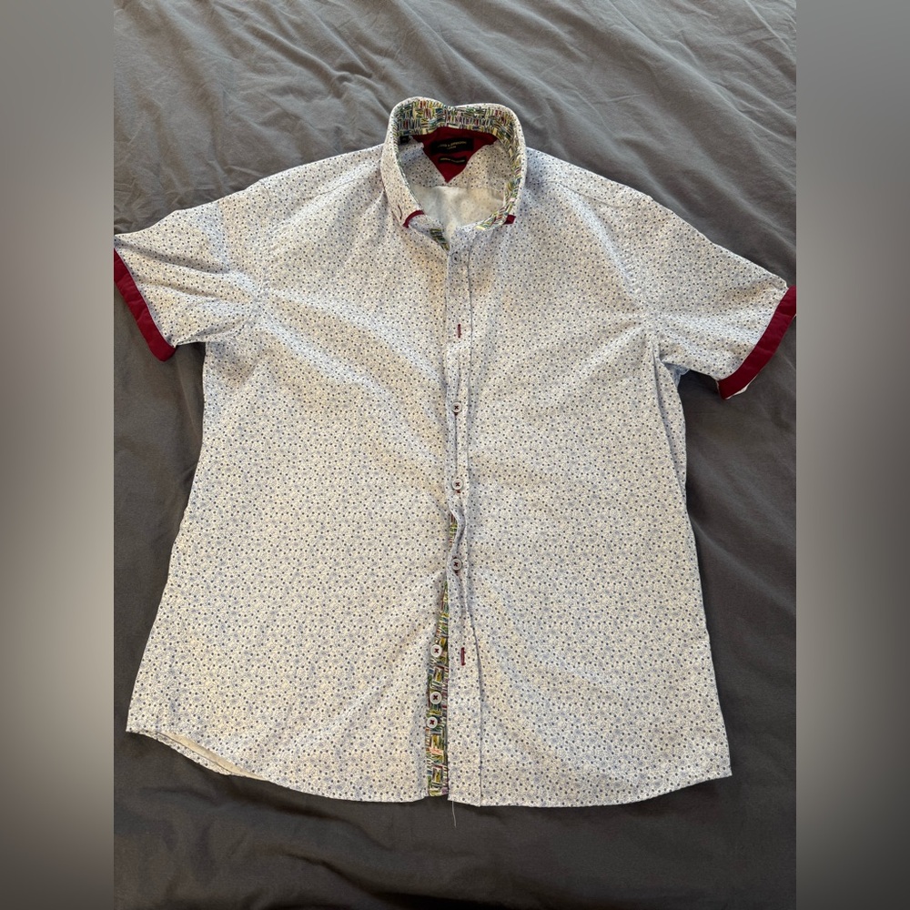 LLOYD & JEFFERSON MEN’S SHORT SLEEVE PRINTED DRESS SHIRT XL